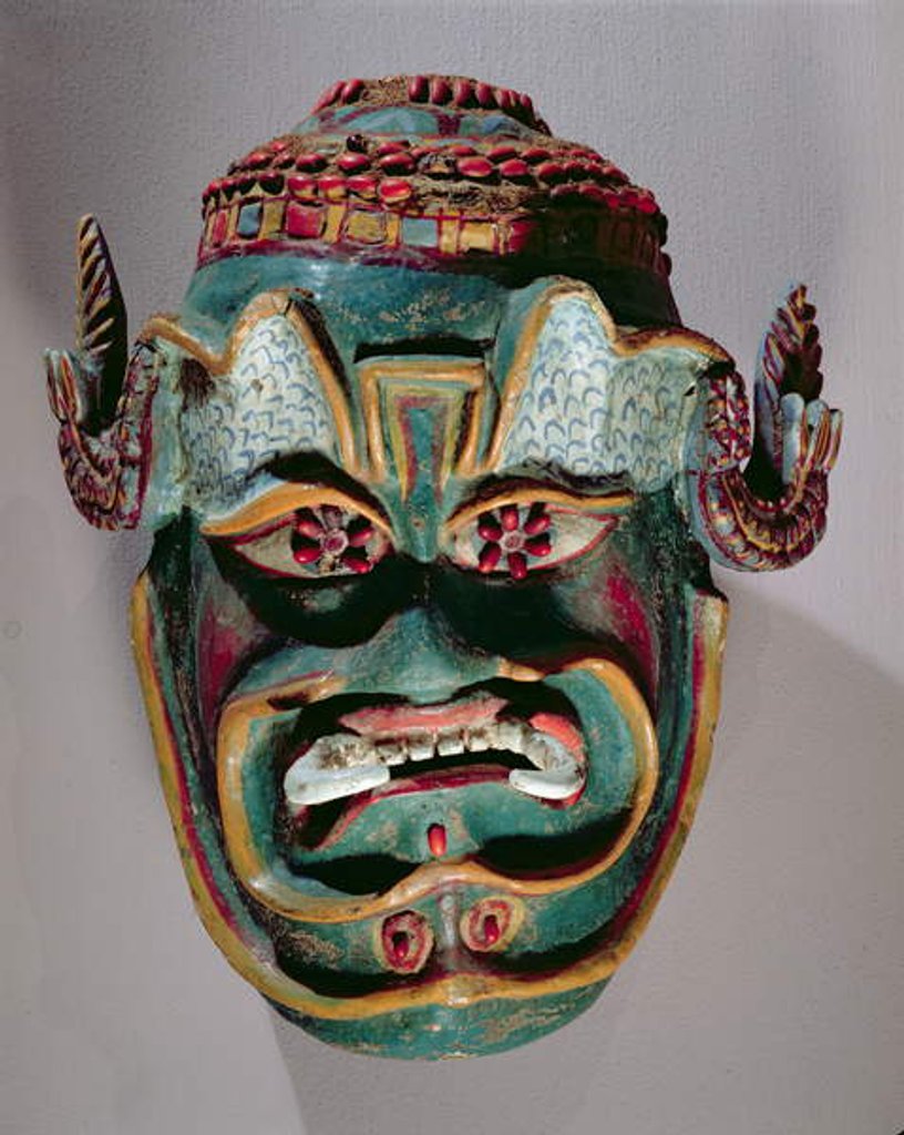 Detail of Ritual mask of Santiago used in the Mexican dance of the Moors and the Christians by School Mexican