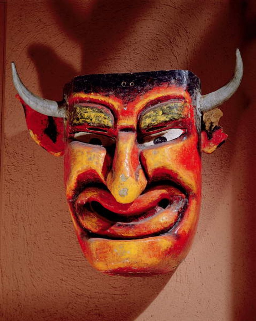 Detail of Devil mask used in a Pastorela from the Guerrero region of Mexico by School Mexican