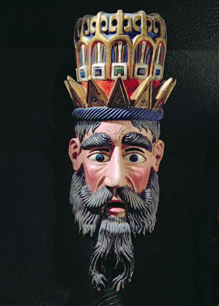 Detail of Mask of a king magus used in processions to celebrate the feast of the Epiphany in Mexico on 6 January by School Mexican