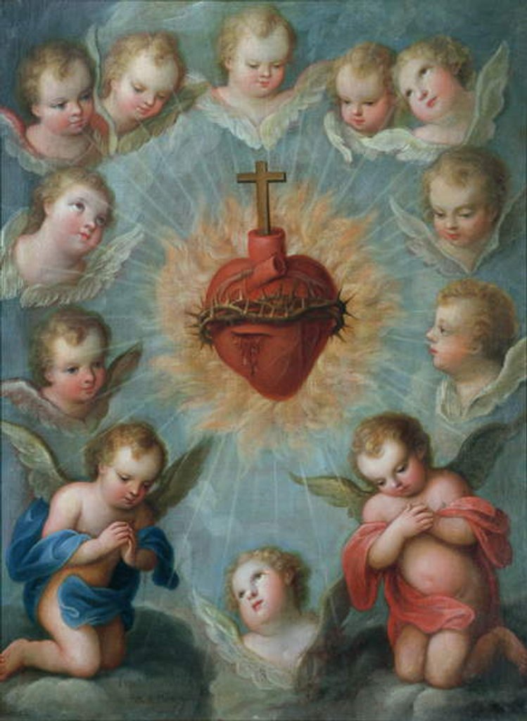 Detail of Sacred Heart of Jesus surrounded by angels, c.1775 by Jose de or Joseph Paez