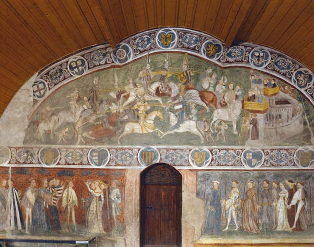 Detail of Scenes of a tournament and courtly life from the 'Casa d'Estate', 1388-1400 by Italian School