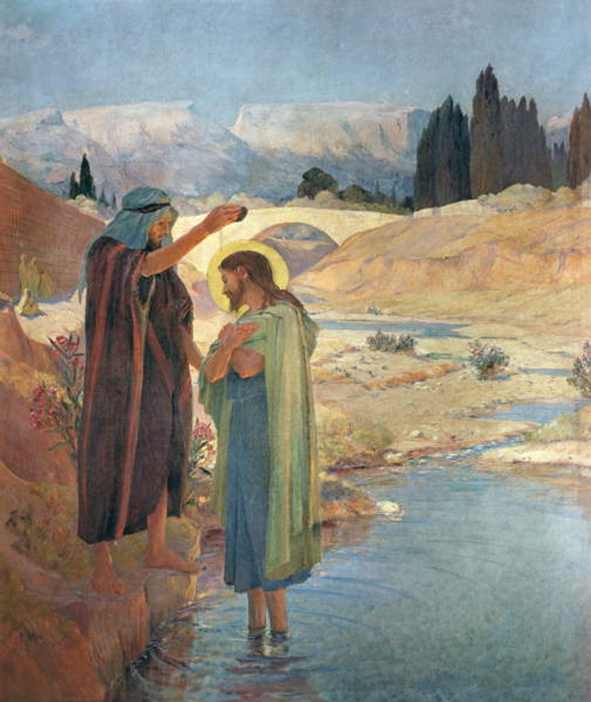 Detail of The Baptism of Christ in the waters of the Jordan, 1917 by Frederic Montenard