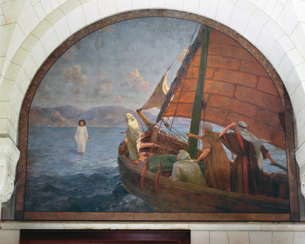 Detail of Christ walking on water, 1917 by Frederic Montenard