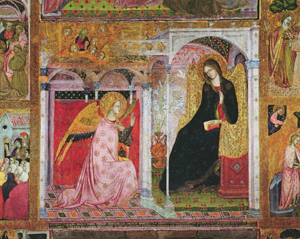 Detail of The Annunciation, fresco from the Porziuncola, 1393 by Ilario da Viterbo