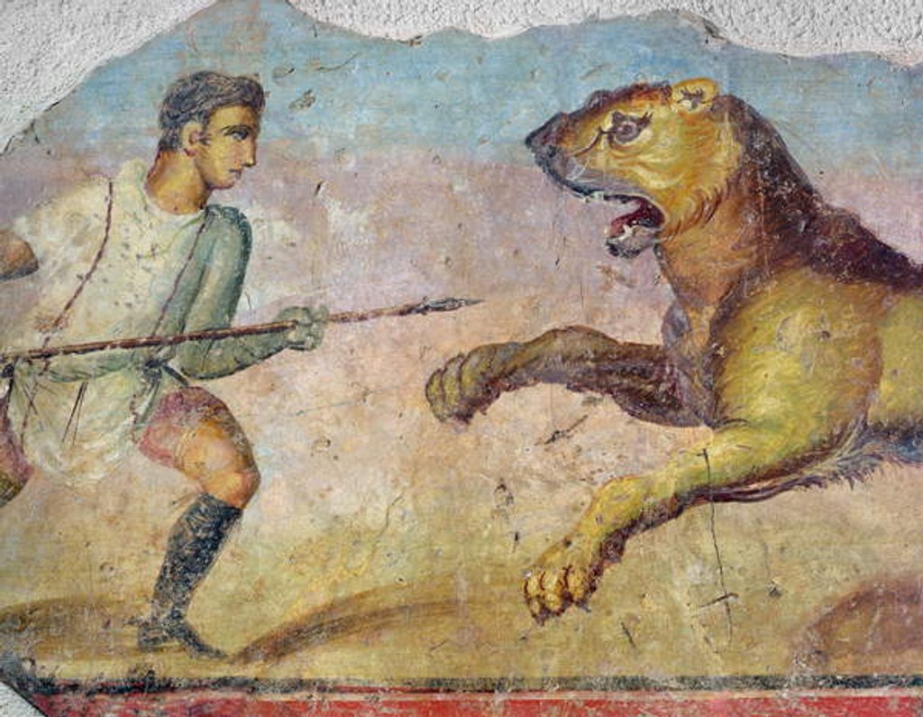 Detail of A Gladiator Fighting a Lion by Roman