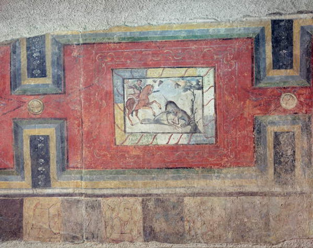 Detail of A wall painting showing a hunting scene by Roman