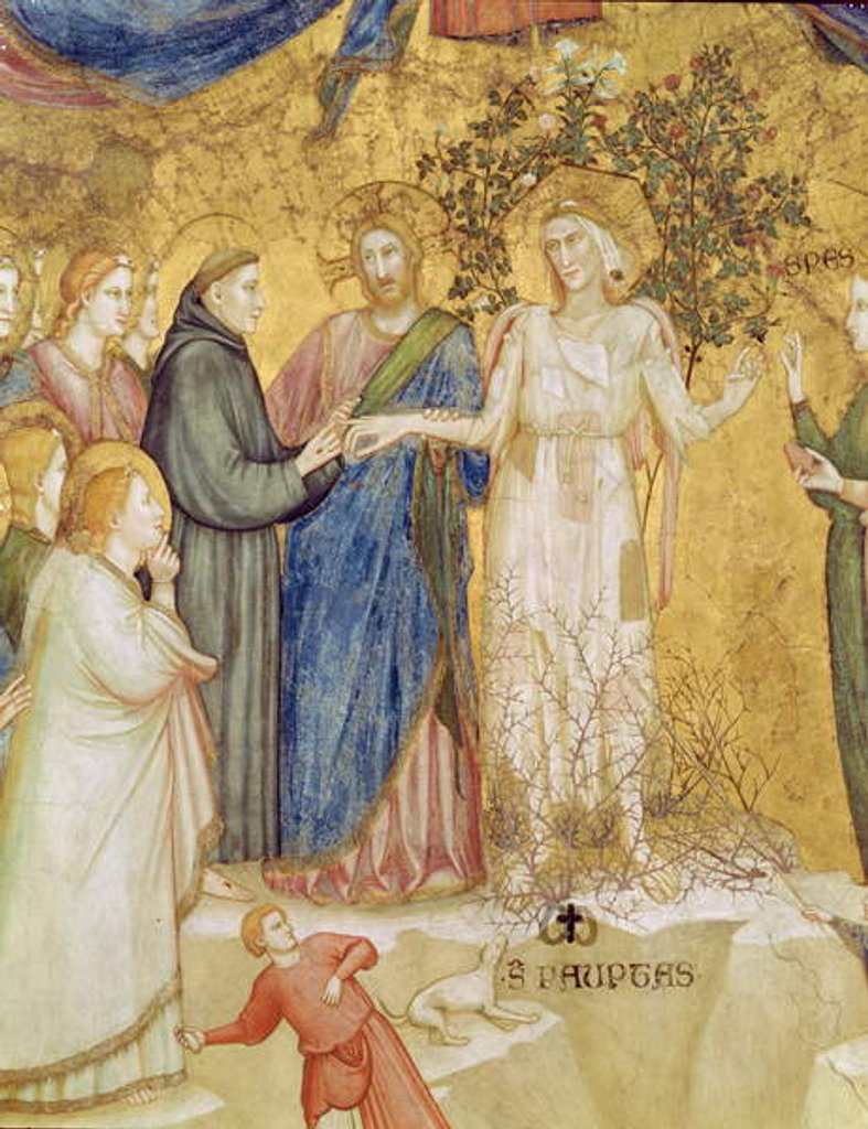 Detail of Christ blesses the Mystic Marriage of St. Francis with Poverty, 1330 by Giotto