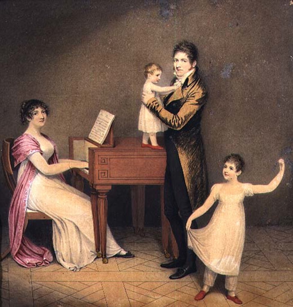 Detail of Charles Moran and his wife Jane Bodin with Jane and William, 1812 by Adam Buck