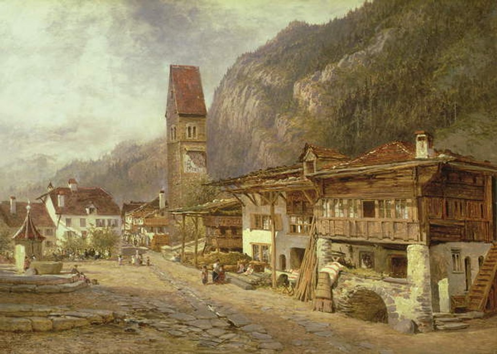 Detail of Unterseen, Interlaken: Autumn in Switzerland, 1878 by Benjamin Williams Leader