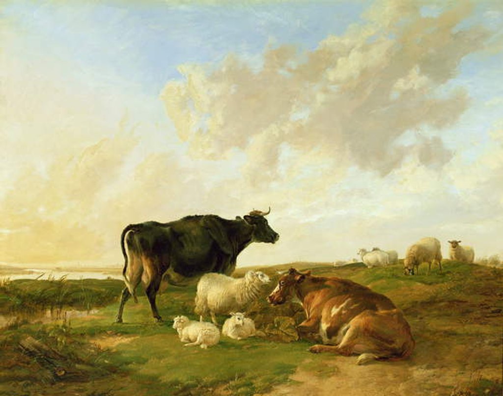 Detail of Landscape with Cows and Sheep, 1850 by Thomas Sidney Cooper