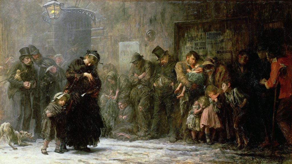 Detail of Applicants for Admission to the Casual Ward at Saint Martin in the Fields, 1874 by Samuel Luke Fildes