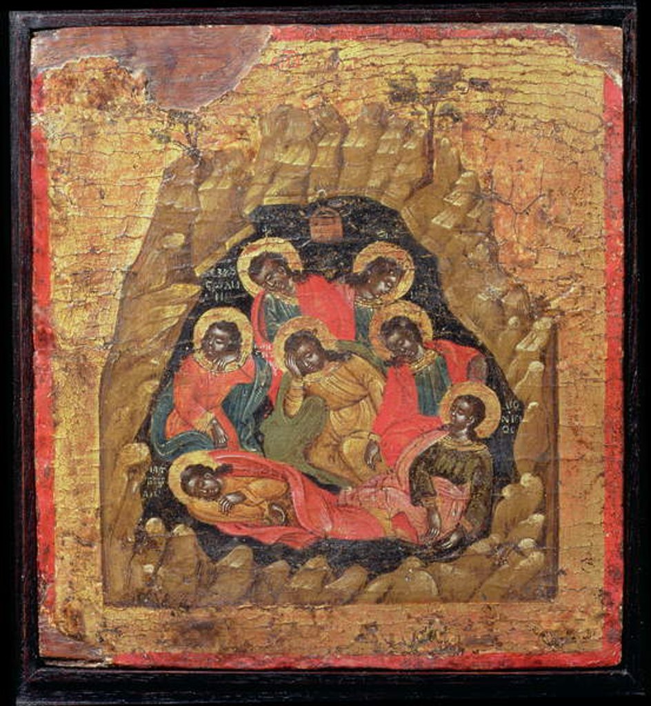 Detail of The Seven Sleepers of Ephesus by School Cretan