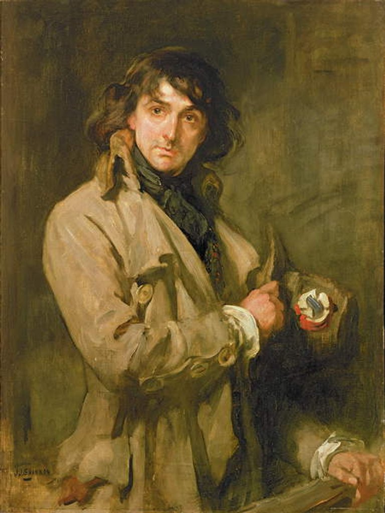 Detail of Portrait of Sir John Martin Harvey, as Sydney Carton in 'The Only Way'/'A Tale of Two Cities' by Charles Dickens by Charles Haslewood Shannon