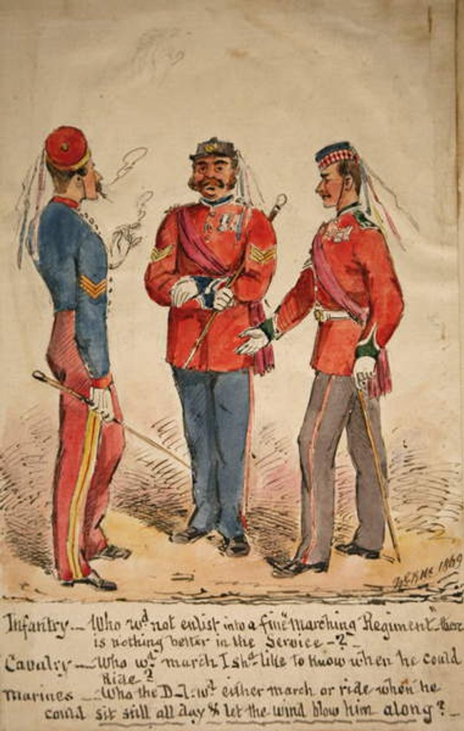 Detail of Infantry, Cavalry and Marines Discussion, 1869 by William Masters