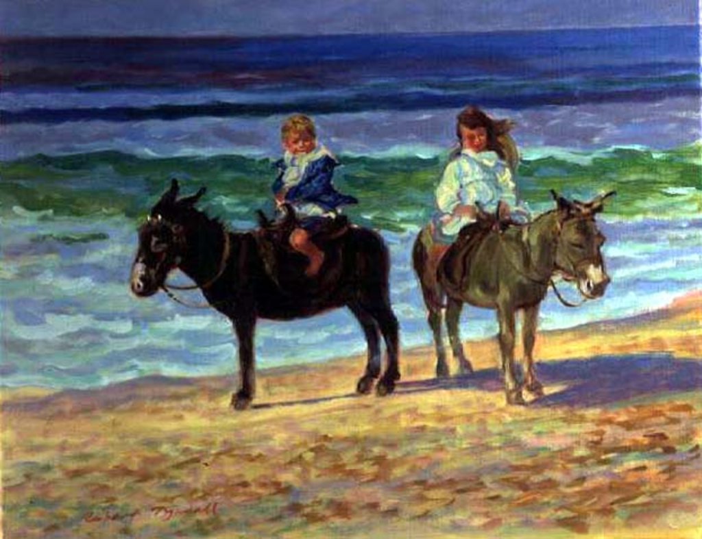 Detail of Two Children on Donkeys by Robert Tyndall