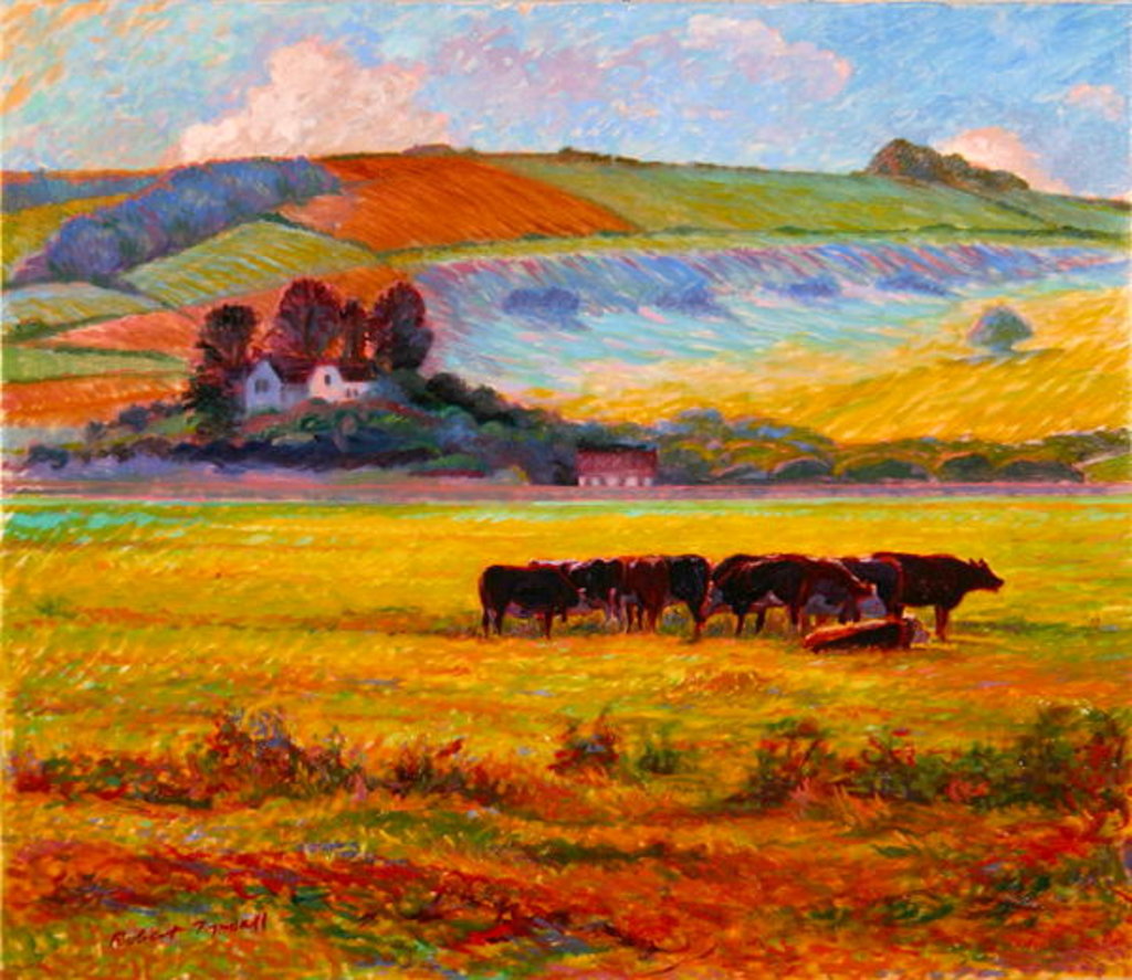 Detail of Evening Cattle, Cuckmere Valley, Sussex by Robert Tyndall