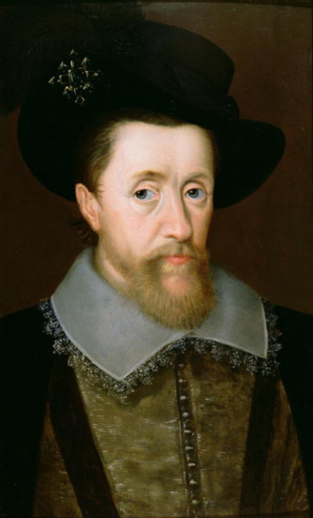 Detail of Portrait of James VI of Scotland and I of England by John de Critz