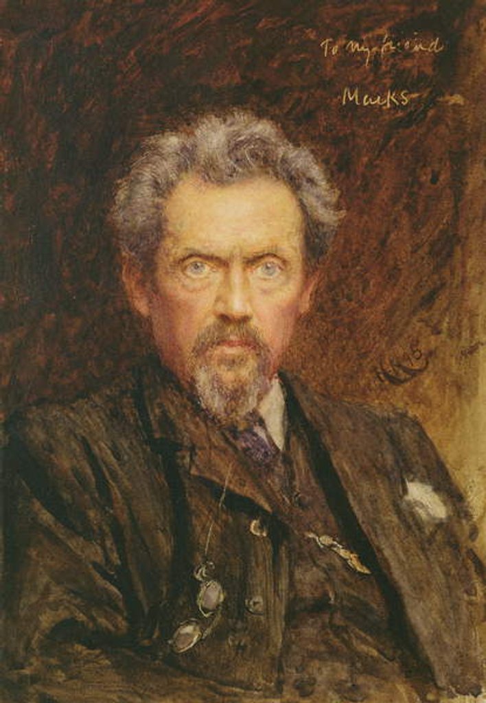 Detail of Portrait of Henry Stacy Marks 1890 by Hubert von Herkomer