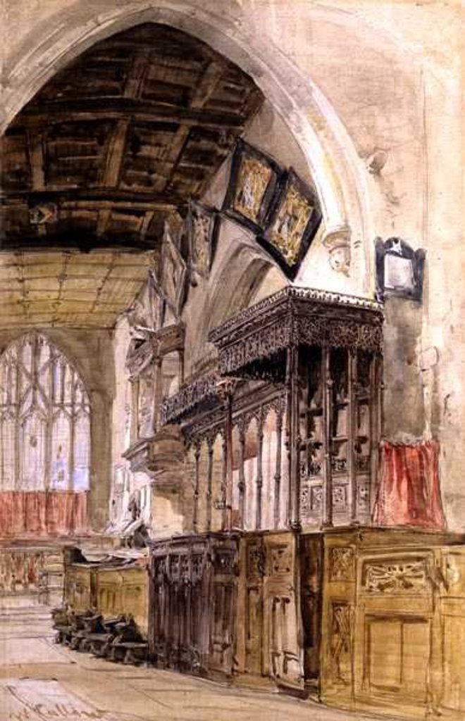Detail of St. Mary's Church, Richmond by William Callow