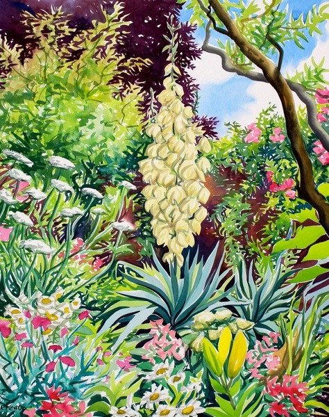Detail of Garden with Flowering Yucca, 2014 by Christopher Ryland