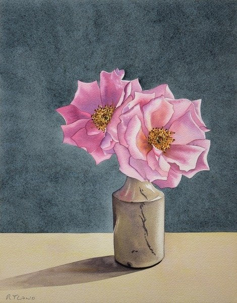 Detail of Two Late Roses, 2014 by Christopher Ryland