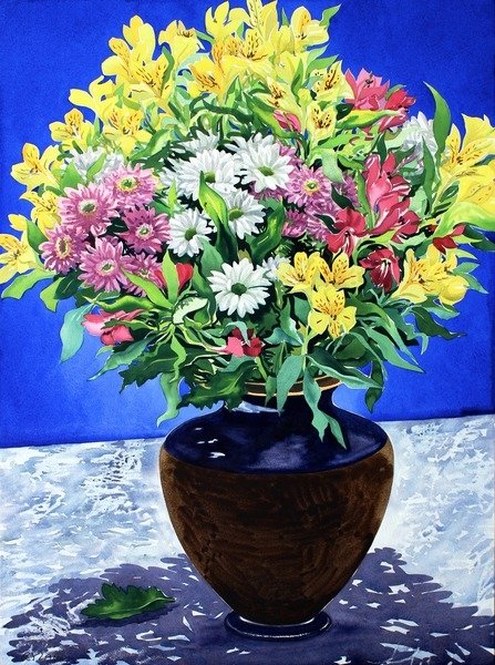 Detail of Flowers on Marble, 2015 by Christopher Ryland