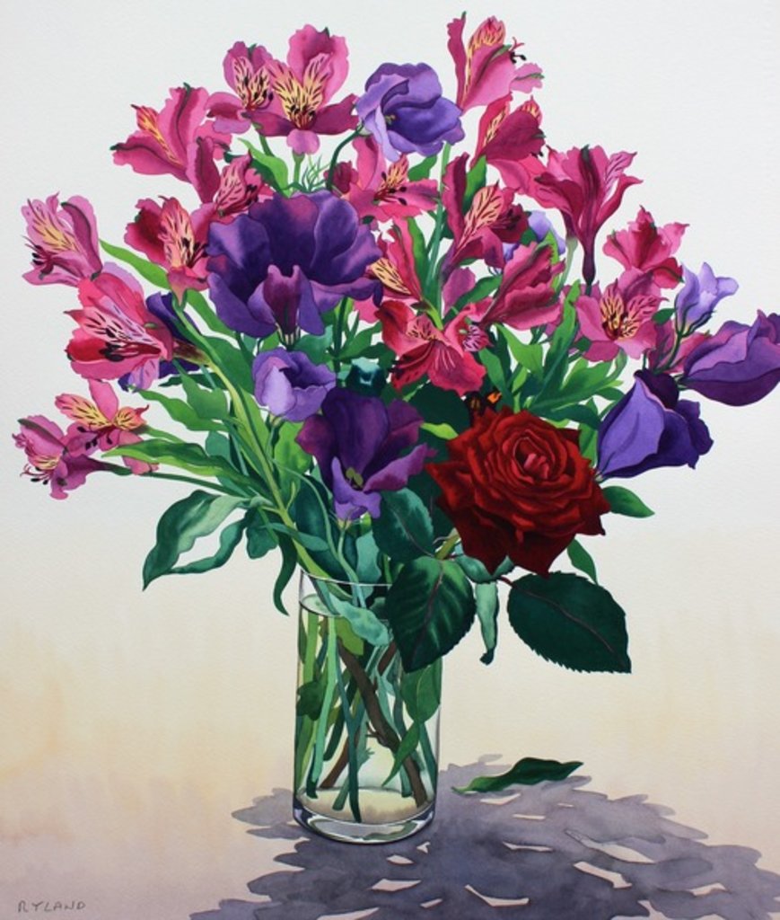 Detail of Flowers with Red Rose by Christopher Ryland