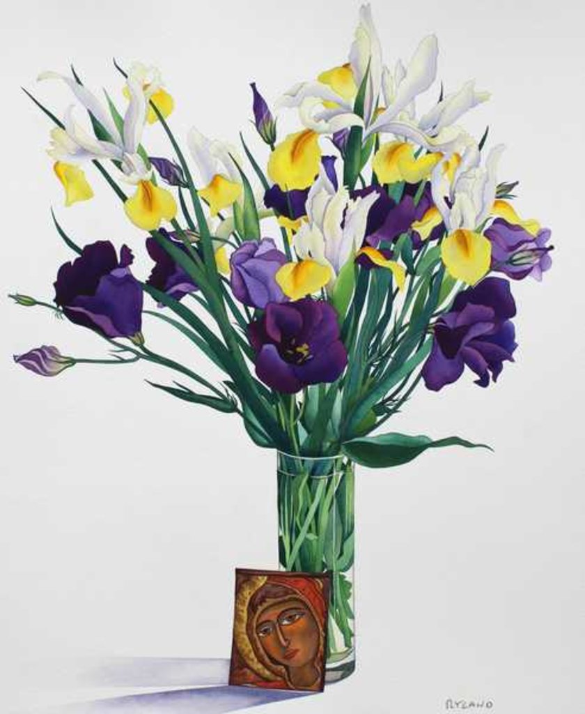 Detail of Flowers with Face from an Icon, 2014 by Christopher Ryland