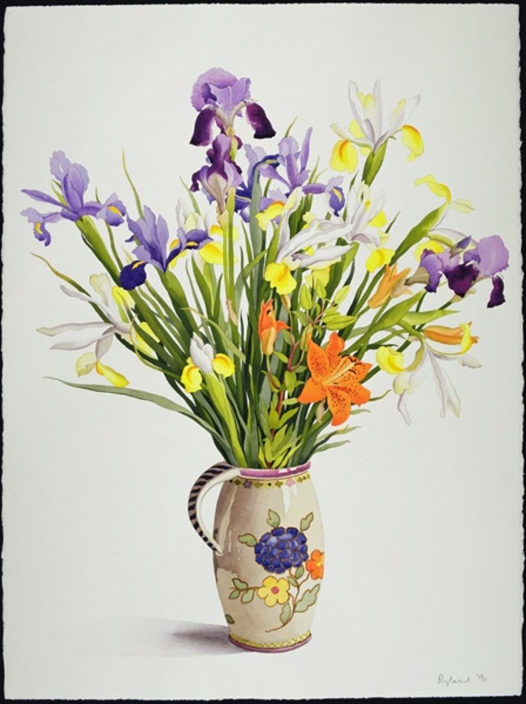 Detail of Irises and Lilies in a Dutch Jug, 1990 by Christopher Ryland