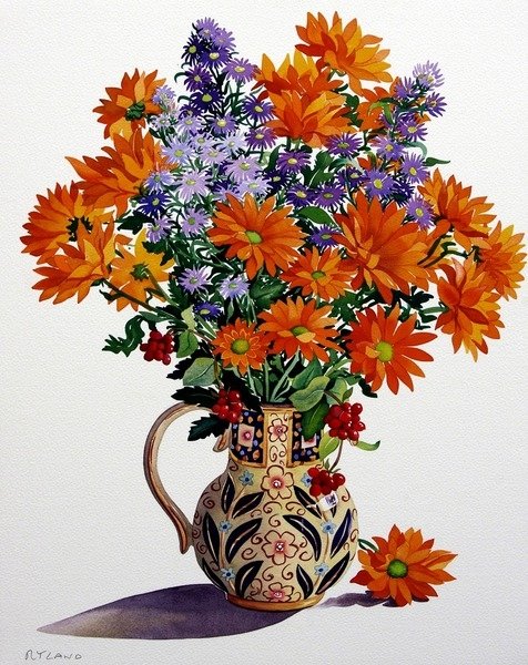 Detail of Orange Chrysanthemums by Christopher Ryland