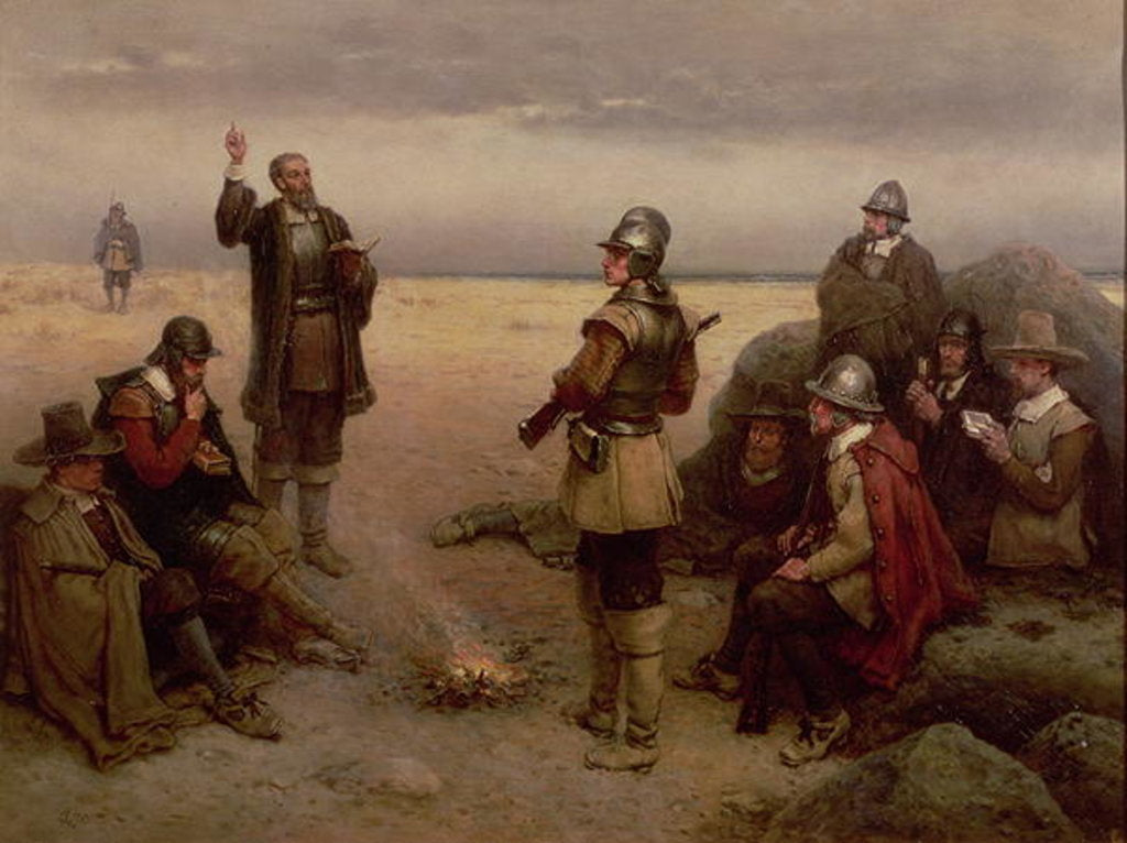 Detail of The Landing of the Pilgrim Fathers, 1620, 1869 by George Henry Boughton