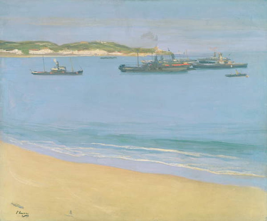 Detail of The Harbour at St. Jean de Luz - Early Morning, 1917 by John Lavery