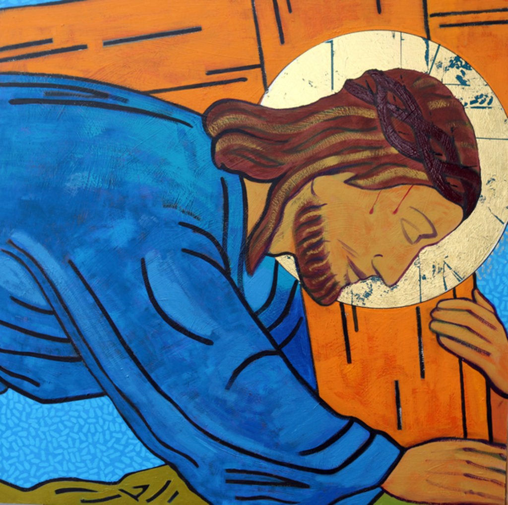 Detail of Jesus falls under the cross, 2017 by Sara Hayward