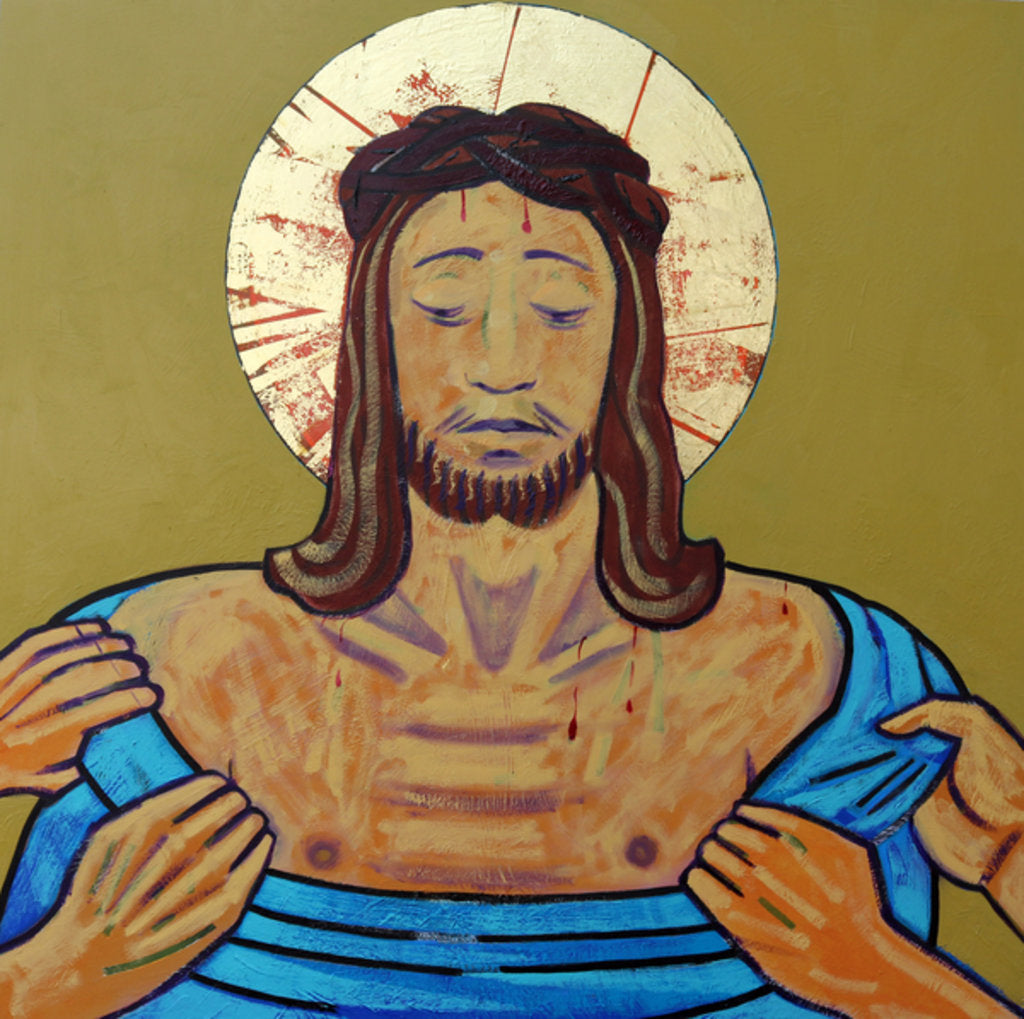 Detail of Jesus is stripped, 2017 by Sara Hayward