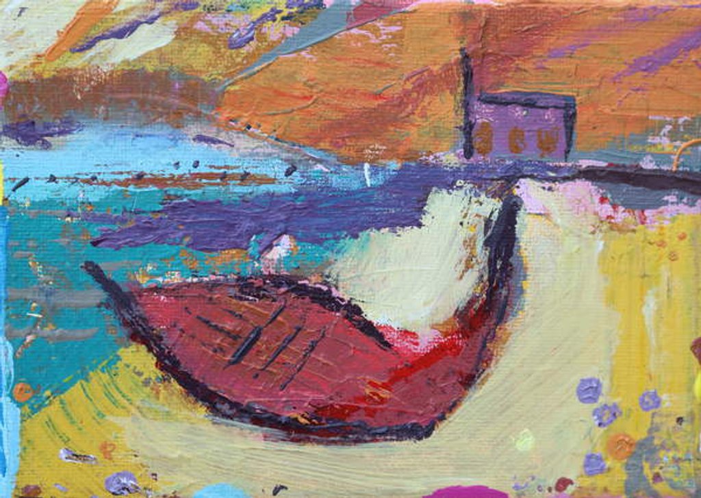 Detail of Red boat Iona, 2019 by Sara Hayward