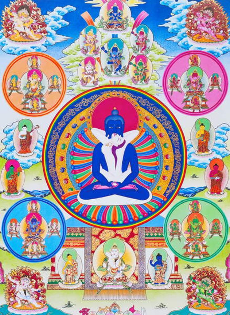Detail of Image depicting Samantabhadra, together with his consort, symbolising unity with the absolute by School Nepalese
