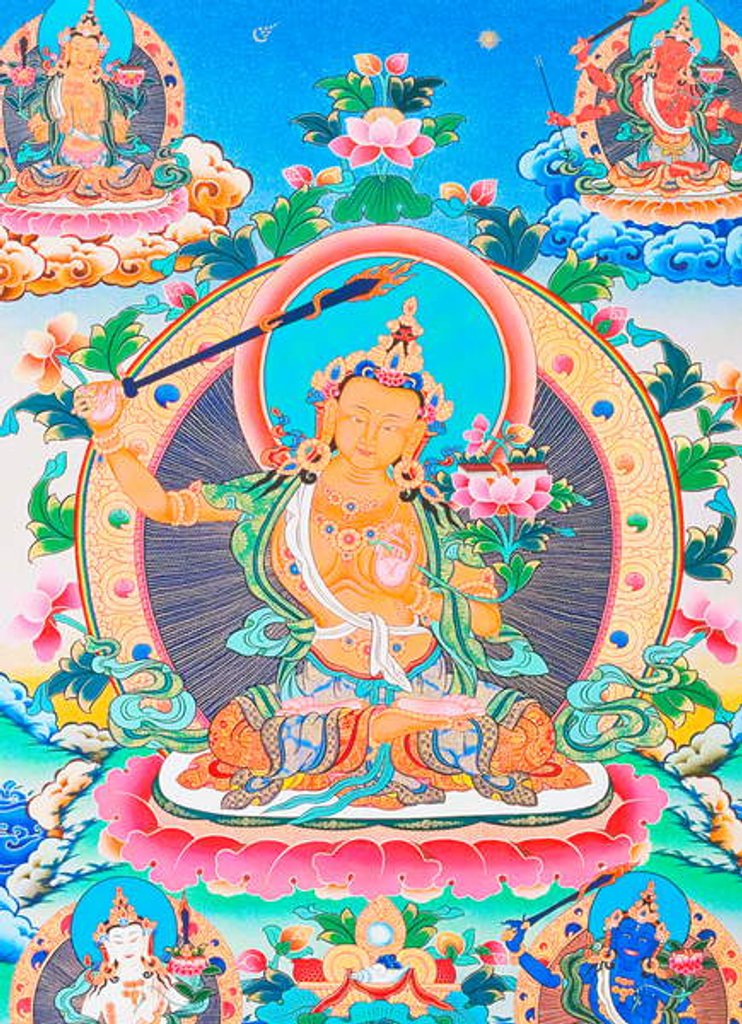 Detail of Image depicting Manjushree, the legendary creator of the Kathmandu valley by School Nepalese