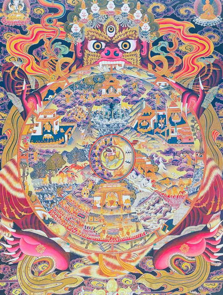 Detail of Image depicting the Wheel of life by School Nepalese