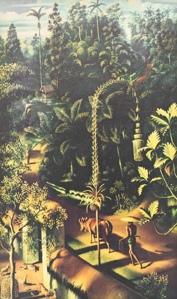 Detail of Village street, 1929 by Walter Spies