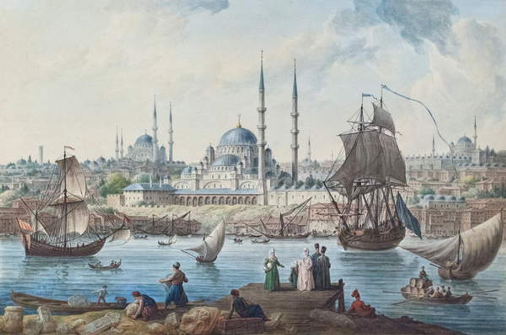 Detail of Yeni Camii and the port of Istanbul, 1789 by Jean-Baptiste Hilair