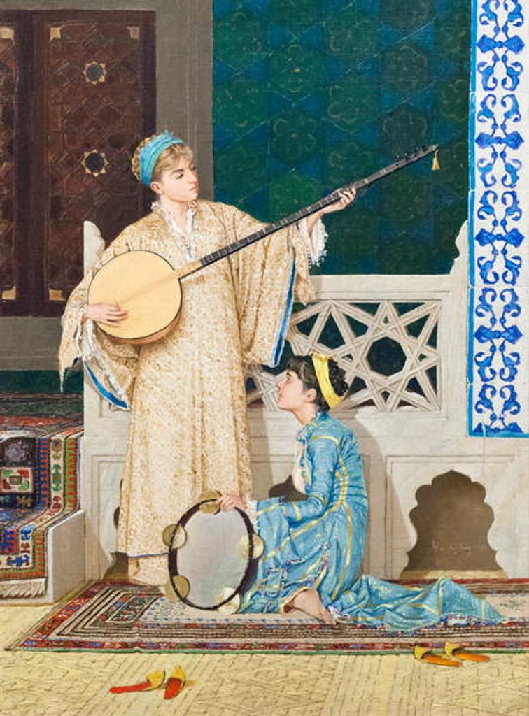 Detail of Two musician girls, 1880 by Osman Hamdi Bey
