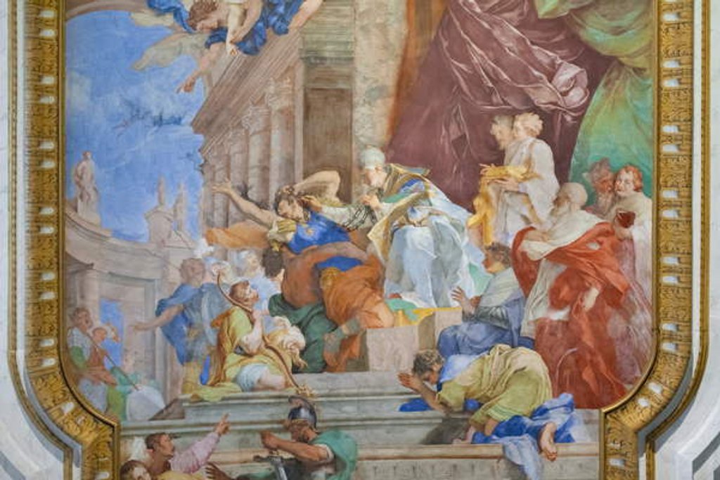 Detail of The miracle of the chains in the center of the coffered, detail, 1706 by Giovanni Battista Parodi