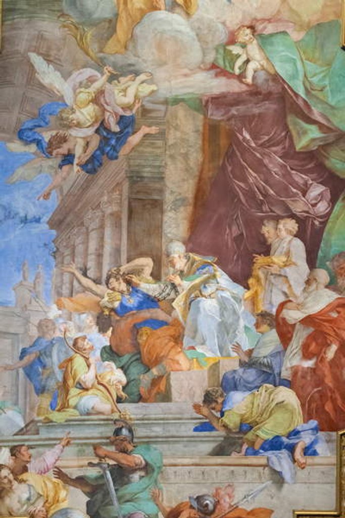 Detail of The miracle of the chains in the center of the coffered, detail, 1706 by Giovanni Battista Parodi