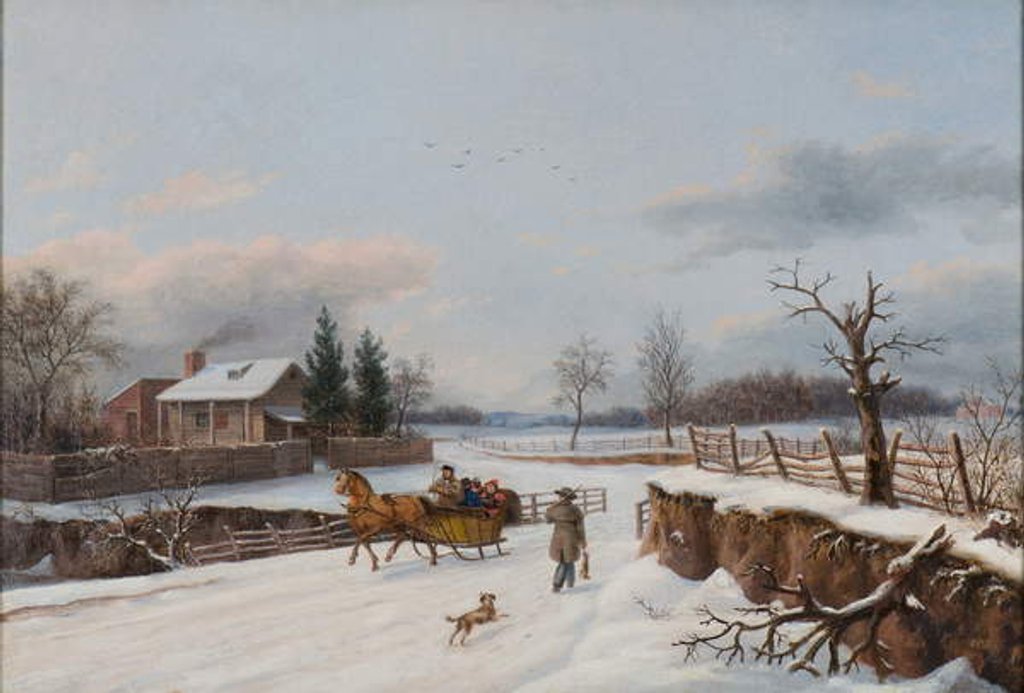 Detail of Sleighing Scene Near Philadelphia, 1841 by Thomas Birch