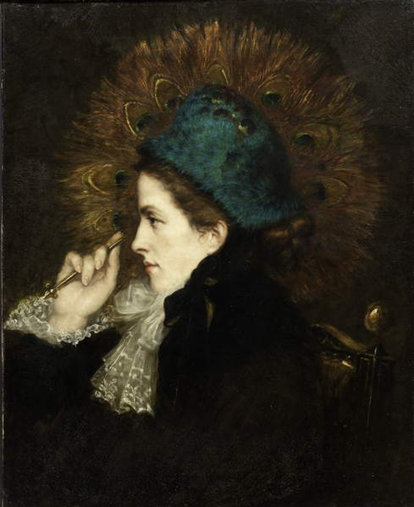 Detail of Lady with Peacock Fan, 1882 by Charles C. Burleigh