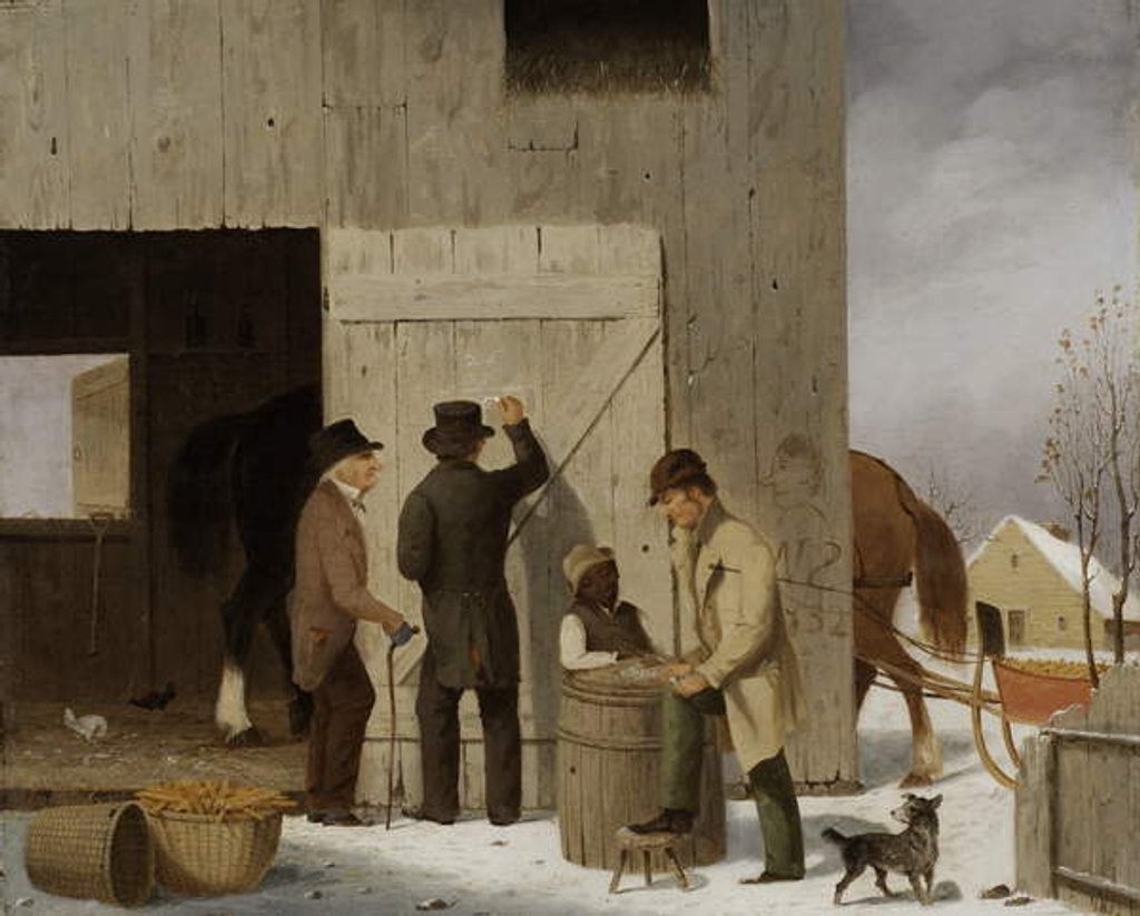 Detail of Selling Corn, Settling the Bill, 1852 by George Henry Durrie