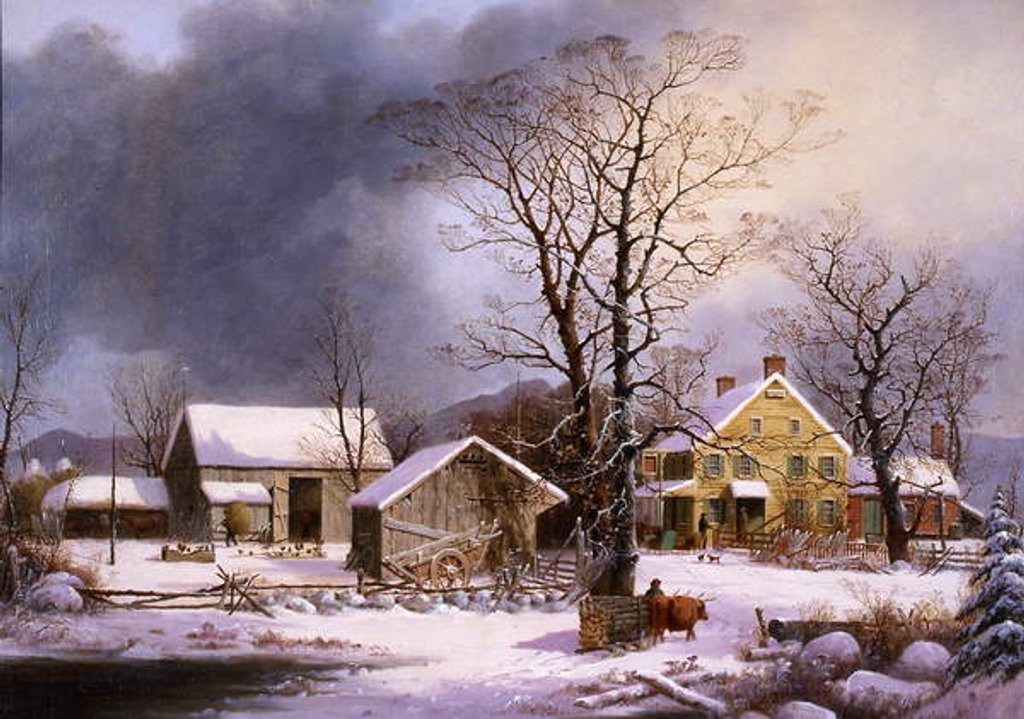 Detail of Winter in the Country, 1862 by George Henry Durrie
