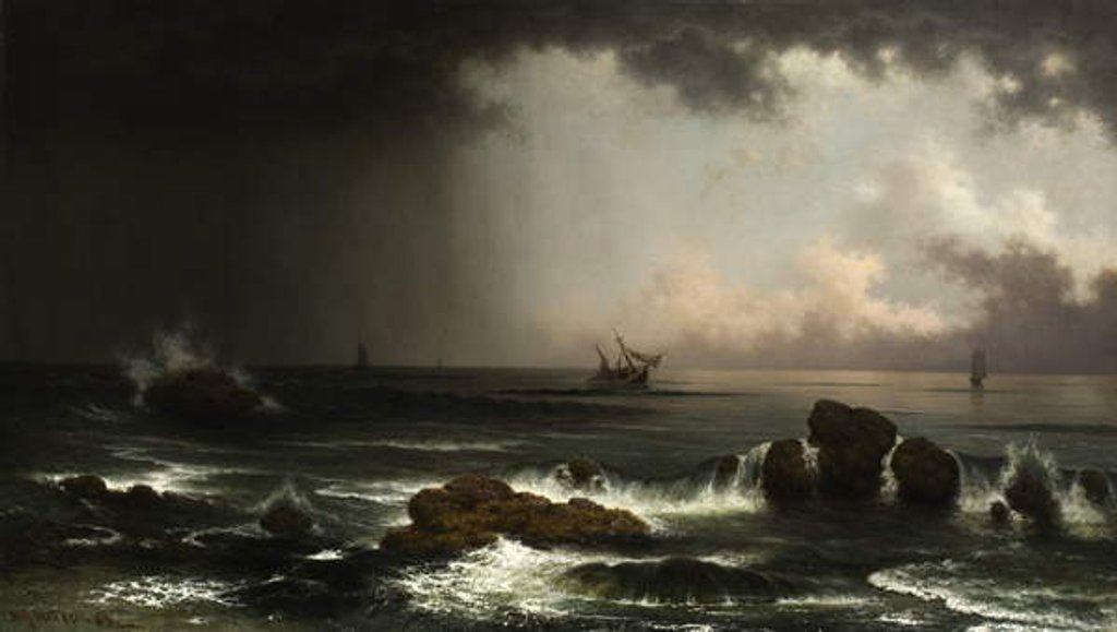 Detail of Coastal Scene with Sinking Ship, 1863 by Martin Johnson Heade