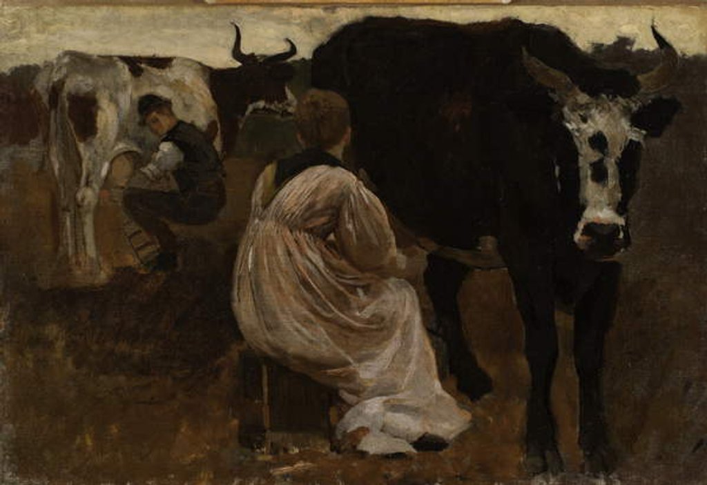 Detail of Milking, 1875 by Winslow Homer