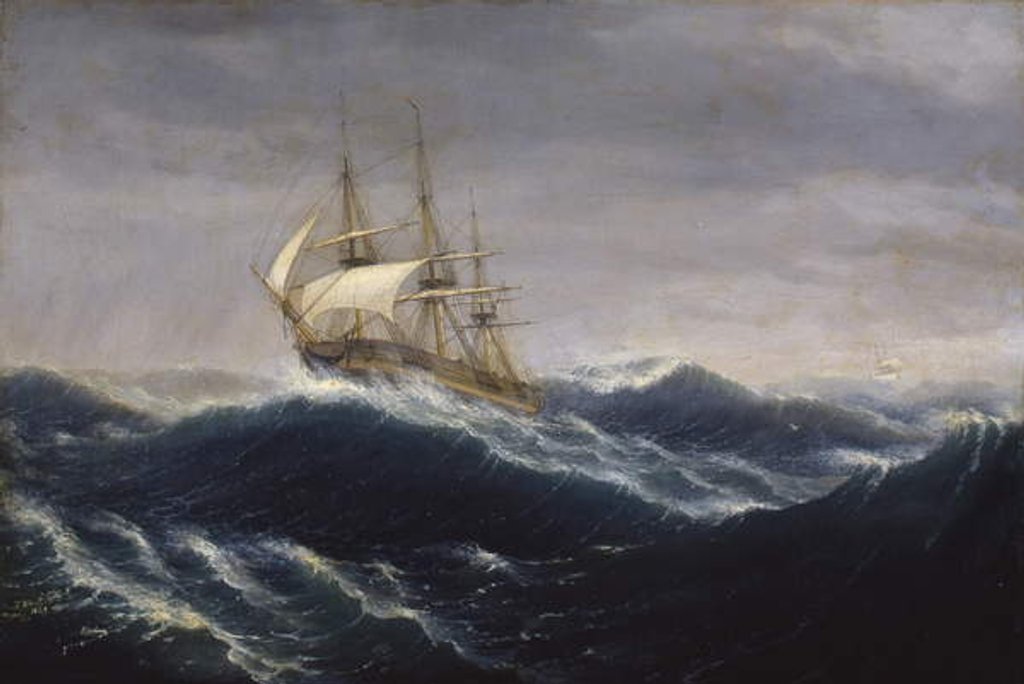 Detail of The Ship Ohio, 1829 by Thomas Birch